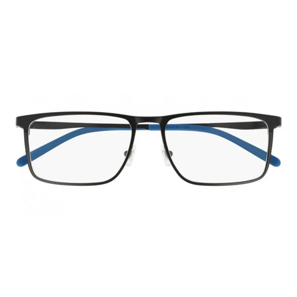 Montblanc Black Metal Glasses (Frames) MB0106O-001 with 55/16/145mm dimensions, black metal frame, front view of stylish eyewear