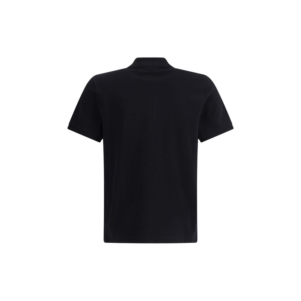 Moose Knuckles Black Cotton Polo Shirt back view, featuring classic collar and regular fit for elegant and sporty style.