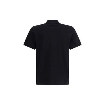 Moose Knuckles Black Cotton Polo Shirt back view, featuring classic collar and regular fit for elegant and sporty style.