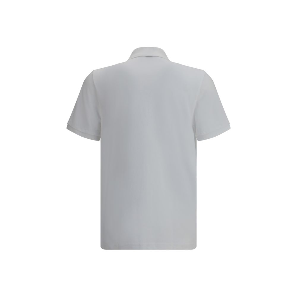 Moose Knuckles White Cotton Polo Shirt with classic collar and side slits, showcasing back view for an elegant and sporty look.
