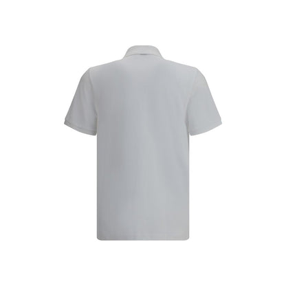 Moose Knuckles White Cotton Polo Shirt with classic collar and side slits, showcasing back view for an elegant and sporty look.