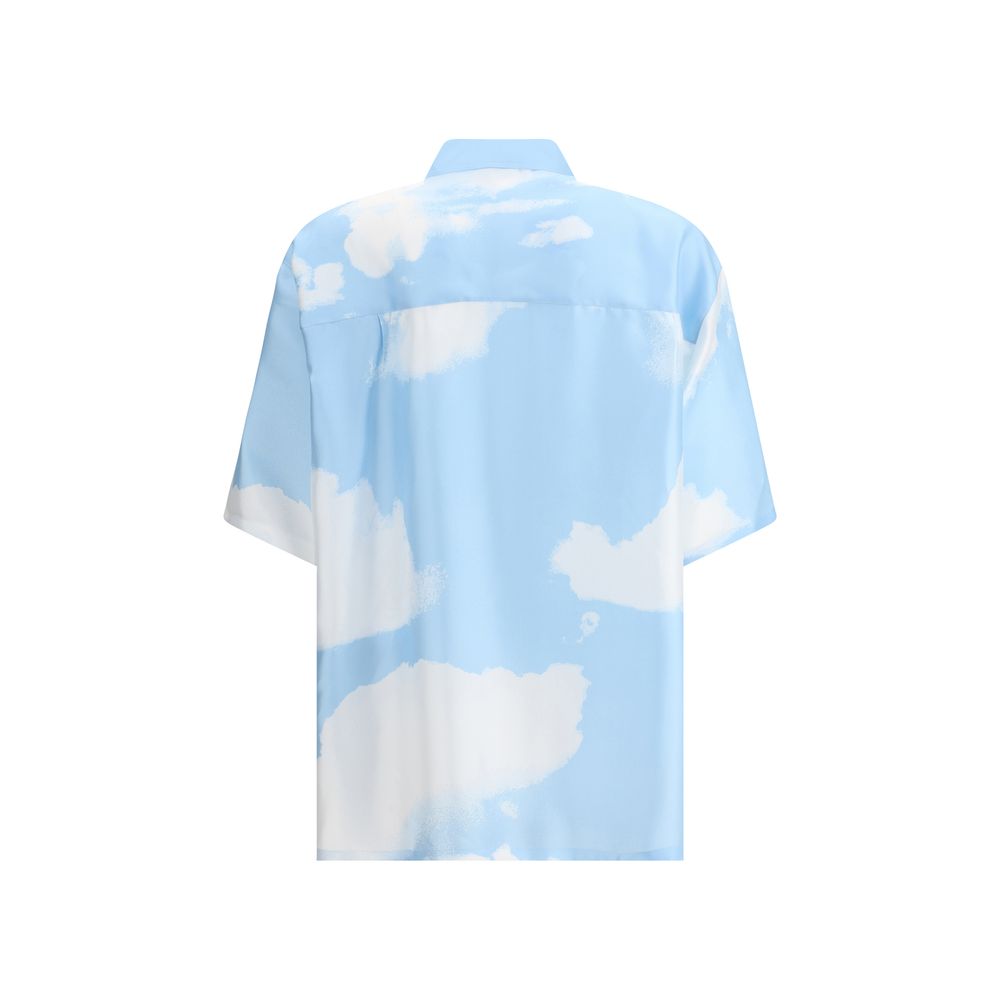 Moschino Light Blue Silk Pattern Shirt