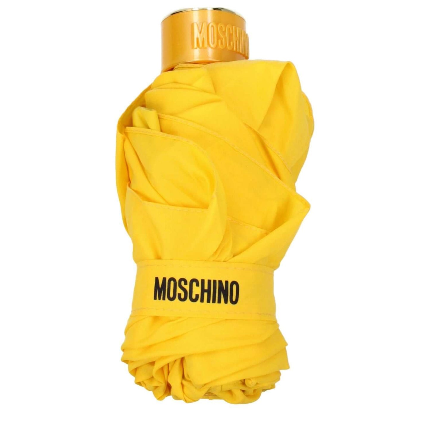 Moschino Yellow Polyester Umbrella with logo, casual style and clip closure, MPN 8351SUPERMINIU.
