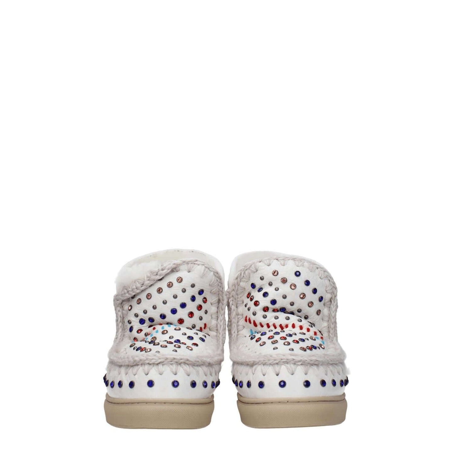 Mou White Leather Ankle Boots