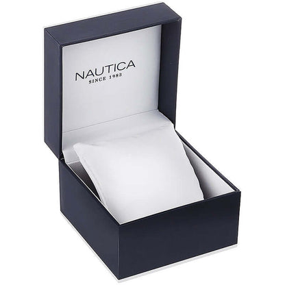 NAUTICA Mod. NAPFWS302 official packaging box with cushion, designed for gents quartz analog watch, water-resistant 5 ATM