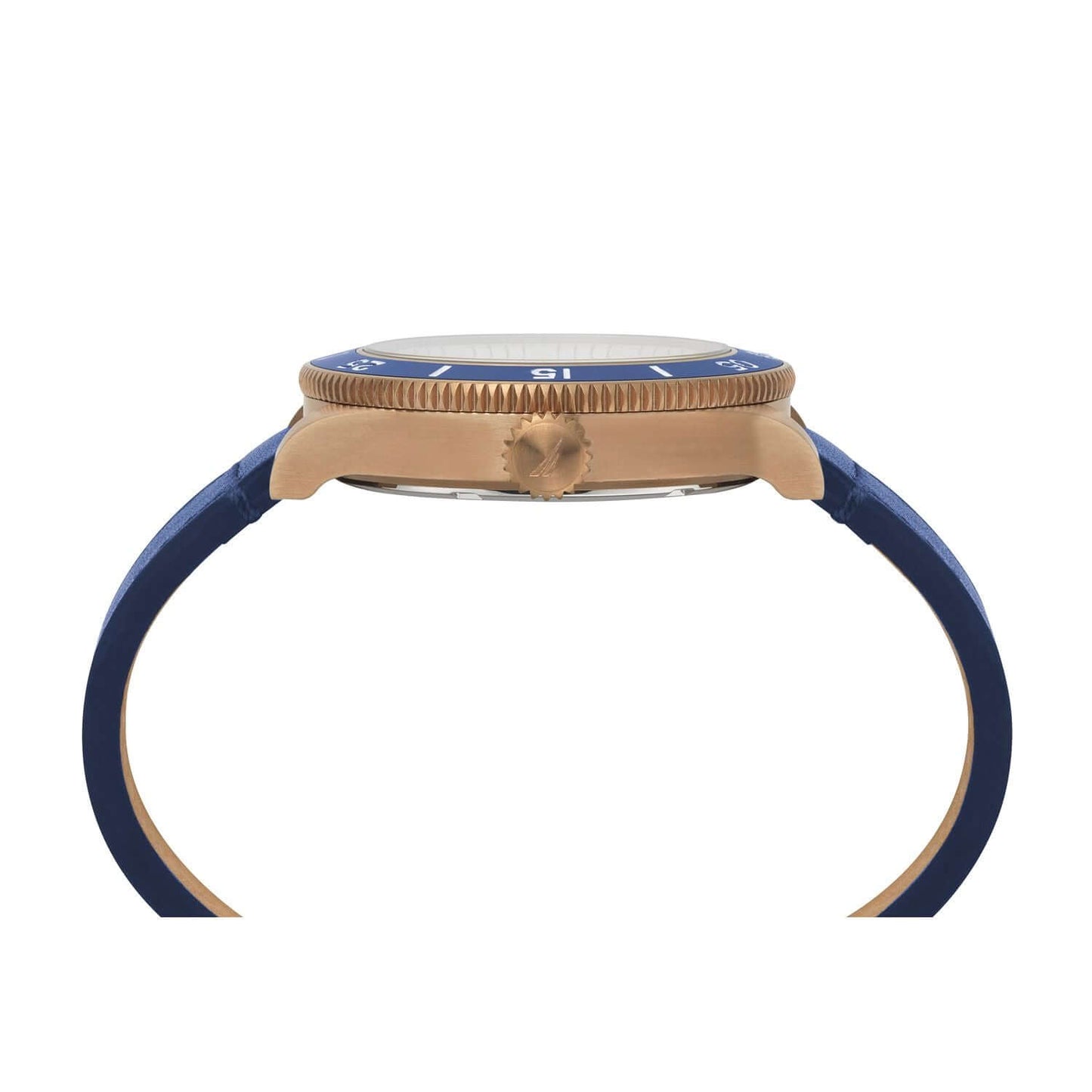 Side view of NAUTICA Mod. NAPHST003 watch with quartz movement and 44mm case, highlighting water resistance up to 10 ATM.