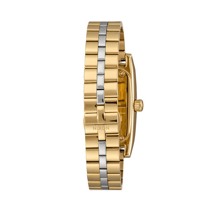 NIXON WATCHES Mod. A1441-5324 gold and silver timepiece with link bracelet viewed from the side