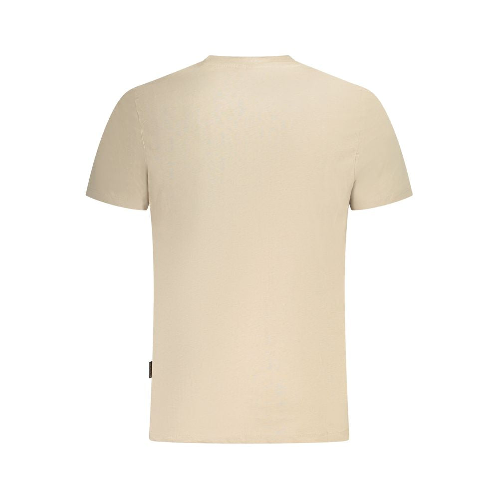 Back view of Napapijri Beige Cotton Men T-Shirt with short sleeves and soft cotton fabric for casual comfort.