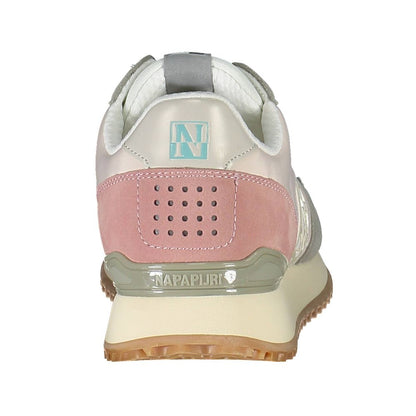 Rear view of Napapijri Pink Polyester Women Sneaker with logo.