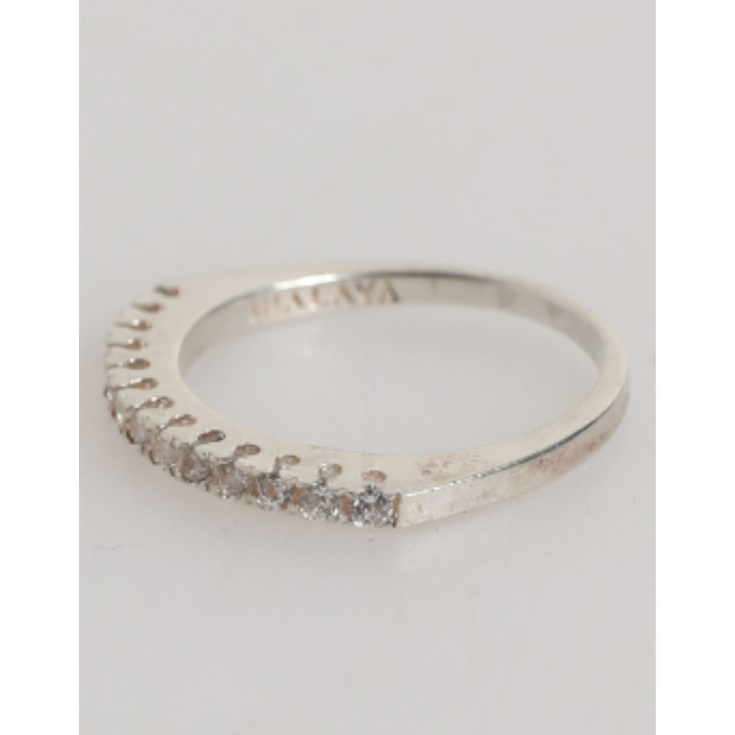 Nialaya Sterling Silver 925 Band Pave CZ Crystal Eternity Ring
