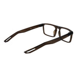 Nike Beige Unisex Glasses Frame in brown stainless steel with full-rim rectangle style, size 55-18-145, displayed side view.