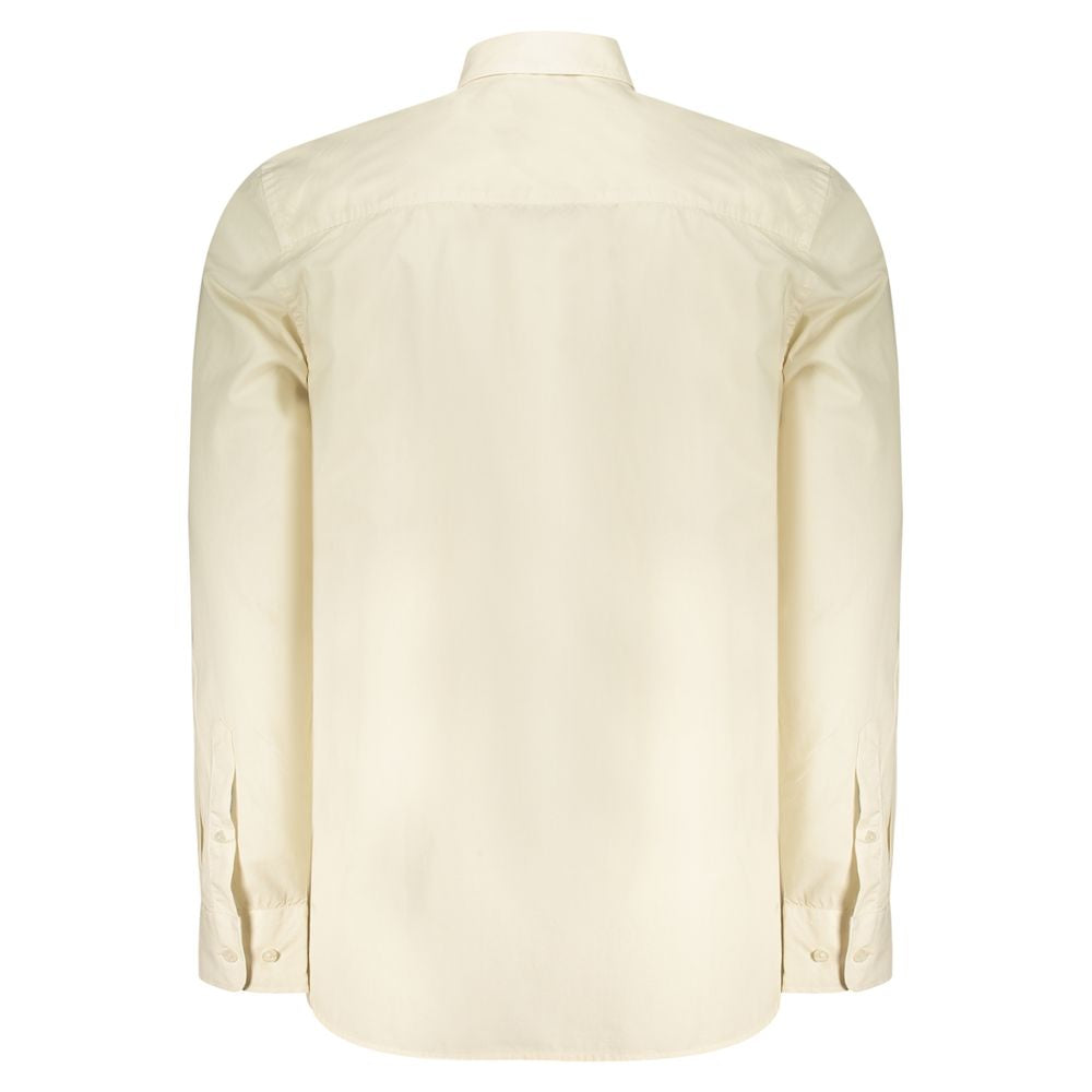 Back view of North Sails Beige Cotton Men Shirt with button-down collar and 2-button cuffs for a classic style.