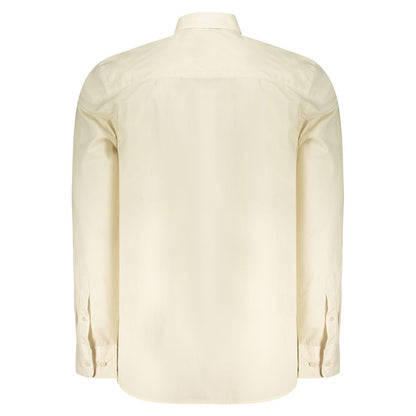 Back view of North Sails Beige Cotton Men Shirt with button-down collar and 2-button cuffs for a classic style.