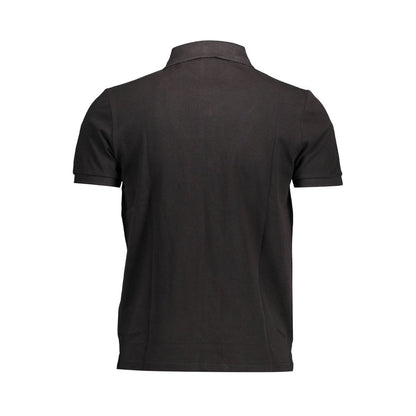 North Sails Black Cotton Men Polo Shirt back view featuring sleek design and premium craftsmanship.