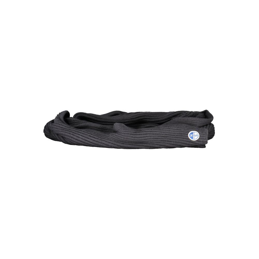 North Sails Black Cotton Scarf with logo, 30x190 cm, stylish accessory for warmth and fashion.