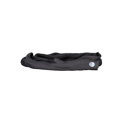 North Sails Black Cotton Scarf with logo, 30x190 cm, stylish accessory for warmth and fashion.