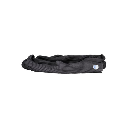 North Sails Black Cotton Scarf, 30x190 cm with logo application, folded on white background