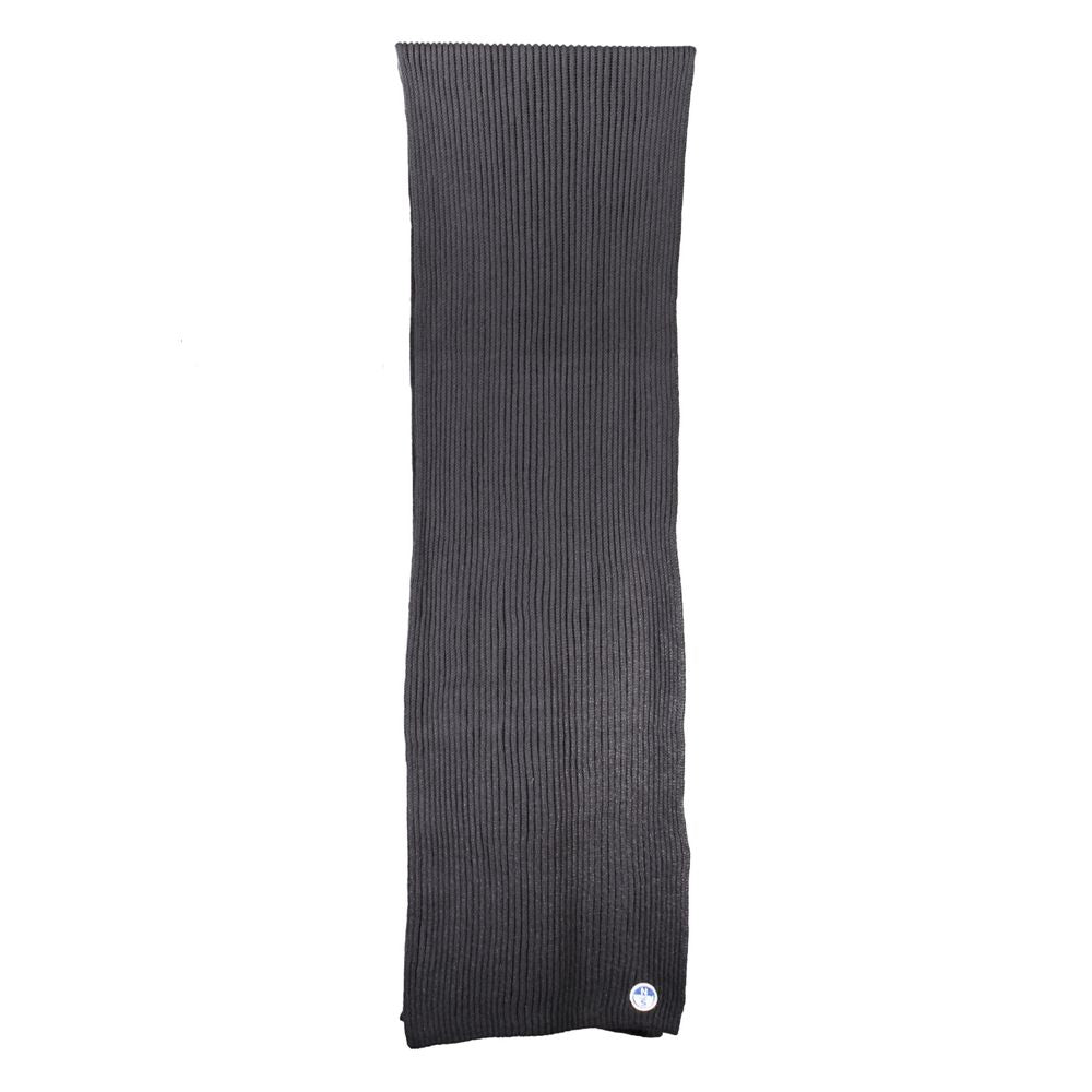 North Sails Black Cotton Scarf with logo, 30x190 cm in size. High-quality fabric, versatile accessory for any occasion.