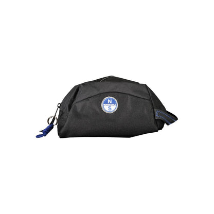 North Sails Black Polyester Men Leather Accessory with logo, featuring a zip closure and sleek design for modern organization.