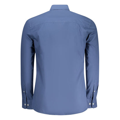 North Sails Blue Cotton Men Shirt with button-down collar, back view