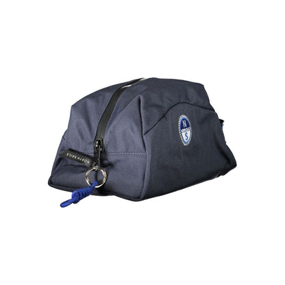 North Sails Blue Polyester Men Beauty Case with handle, internal pocket, and logo, perfect for travel.