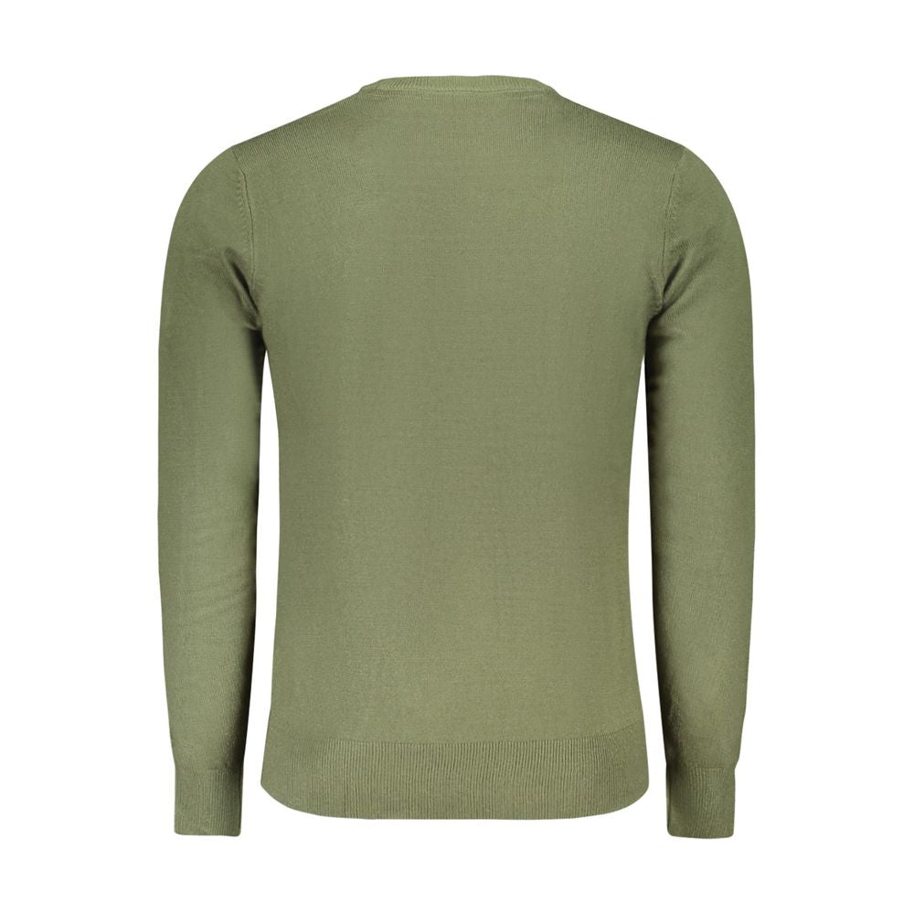 North Sails Green Nylon Sweater, long-sleeved crew neck with embroidered logo, back view
