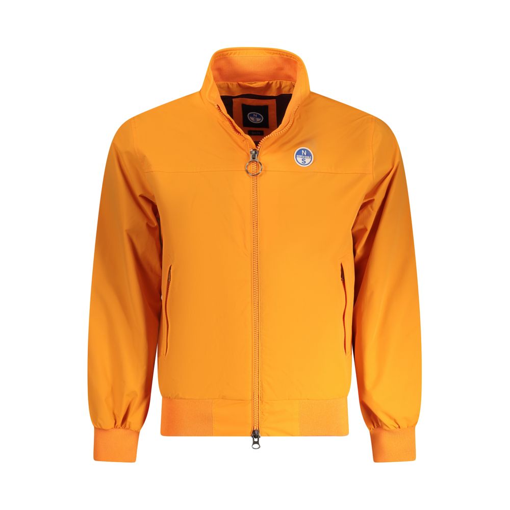North Sails Orange Polyamide Men Jacket with zipper and pockets, vibrant design for style and functionality.
