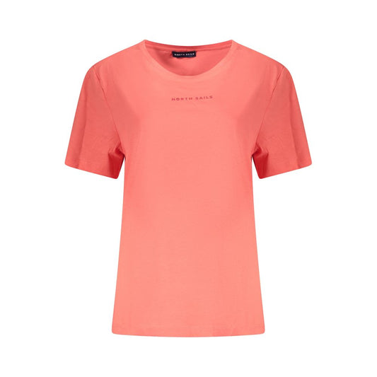 North Sails Pink Cotton Women T-Shirt with short sleeves and wide neck cut, featuring the iconic logo and trendy embossed print.
