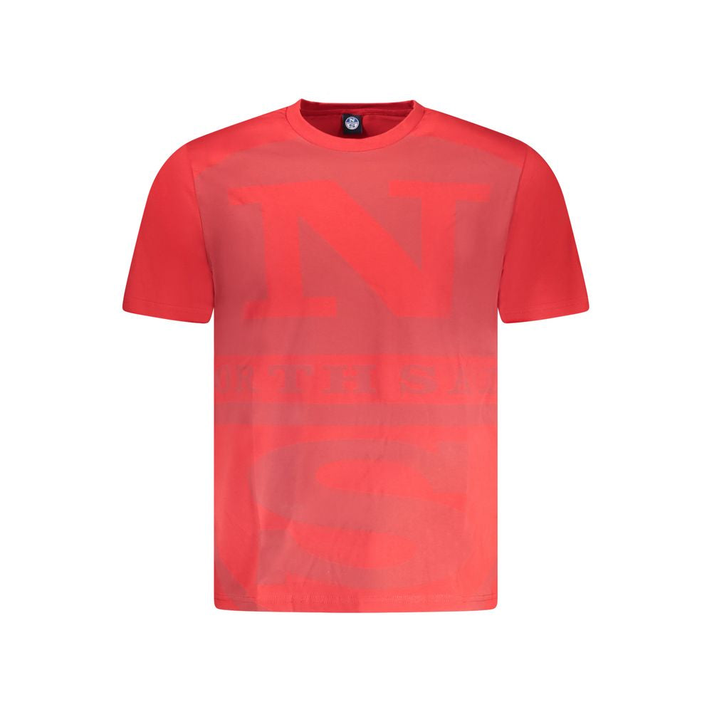 North Sails Red Cotton Men T-Shirt with logo and nautical design.