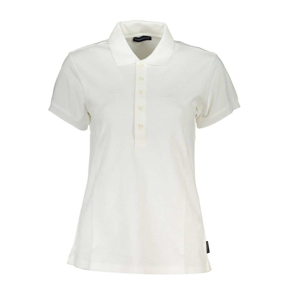 Alt Tag: North Sails White Cotton Women Polo Shirt with short sleeves and brand logo, crafted in organic cotton for a chic casual look.