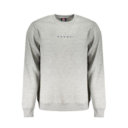 Norway 1963 Gray Cotton Men's Sweater with crew neck and emblematic print, showcasing casual style and comfort.
