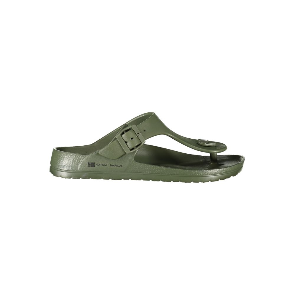 Norway 1963 Green Plastic Mens Sandal featuring adjustable buckle and stylish print.