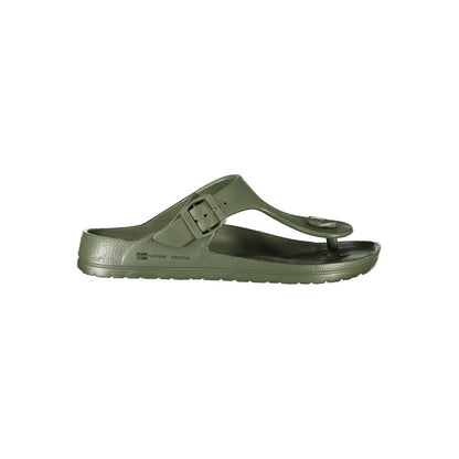 Norway 1963 Green Plastic Mens Sandal featuring adjustable buckle and stylish print.