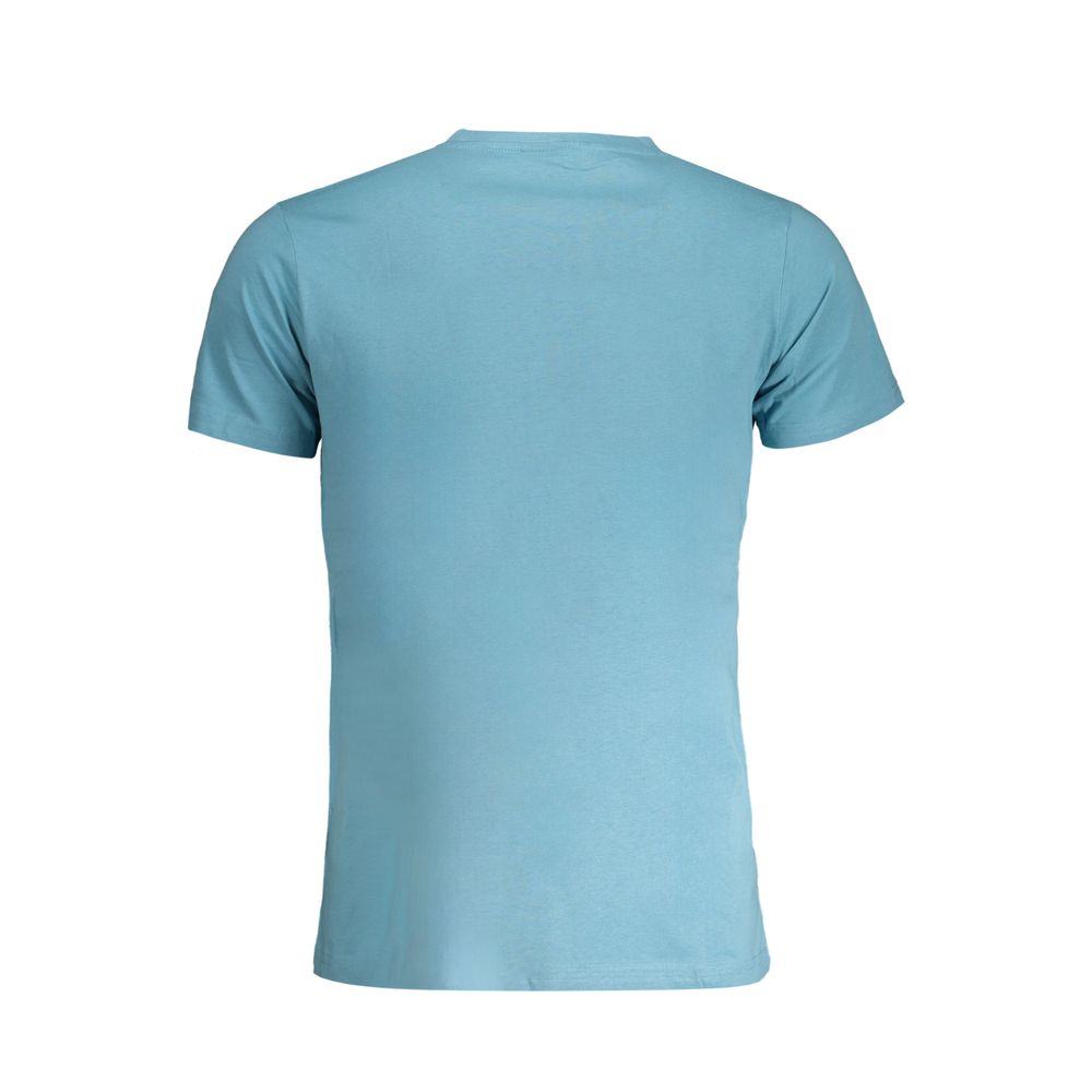 Back view of Norway 1963 Light Blue Cotton Men T-Shirt with short sleeves, showcasing the casual style and soft fabric.