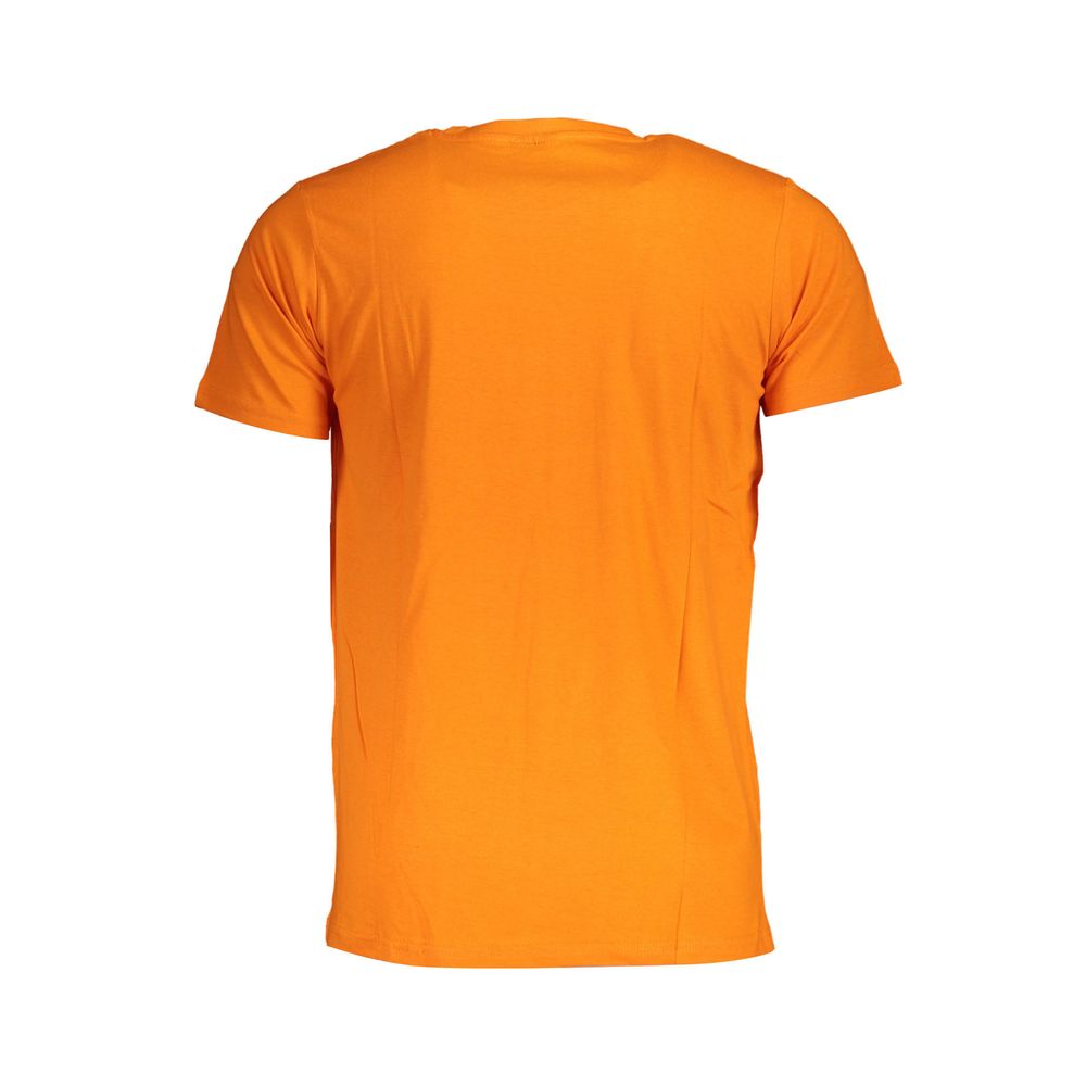 Back view of Norway 1963 Orange Cotton Men T-Shirt with short sleeves and crew neck design