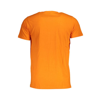 Back view of Norway 1963 Orange Cotton Men T-Shirt with short sleeves and crew neck design