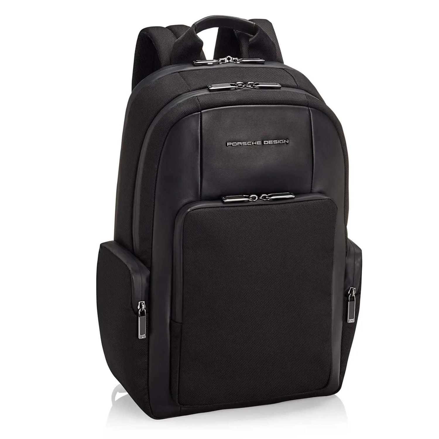 Front view with bag zipped and handles upright.