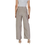 Back view of Only Beige Cotton Pant with loose fit and fabric belt, ideal for women's casual wear. Item code 15334348.