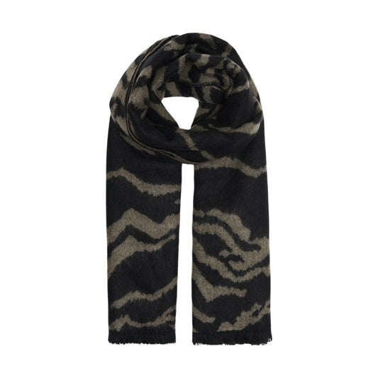 Only Beige Marabou Scarf with animal print design, elegant and soft, perfect for winter fashion.