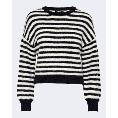 Black and white striped Only Black And White Marabou Sweatshirt for women, made from 70% nylon and 30% acrylic. Versatile and stylish.