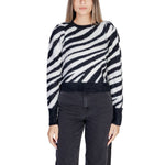 Only Black Nylon Sweater with zebra pattern, women's knitwear from Fall/Winter collection, 70% Nylon, 30% Acrylic