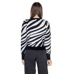 Only Black Nylon Sweater for women's knitwear, fall/winter collection, 70% nylon and 30% acrylic, zebra pattern
