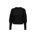 Only Black Polyester Sportswear sweater with textured long sleeves and round neckline, perfect for versatile and stylish outfits.
