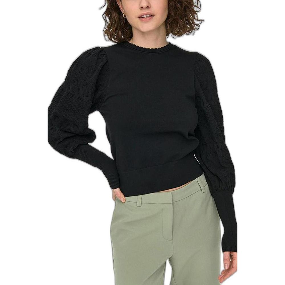 Only Black Polyester Sportswear women's pullover sweater with long sleeves and textured details, perfect for versatile style.