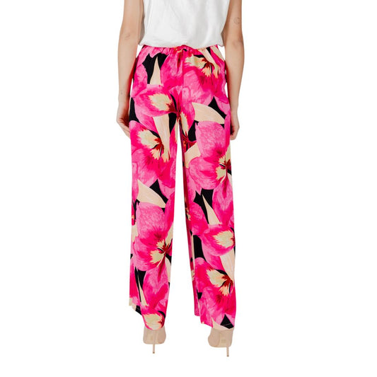 Only Pink Viscose Pant for women, featuring floral design, 100% viscose, perfect for spring and summer palazzo style