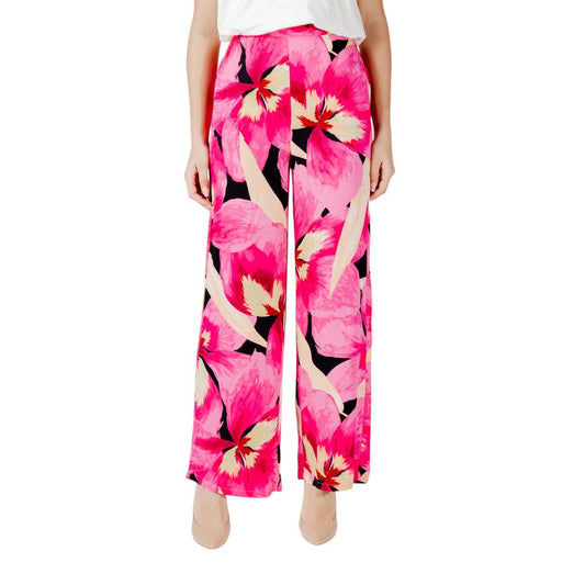Only Pink Viscose Pant for Women, Spring/Summer Collection, 100% Viscose Palazzo Pants with Floral Print.