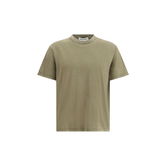 Our Legacy Green Cotton T-Shirt with ribbed crew neck, featuring a vintage, monochrome design for a versatile and casual look.