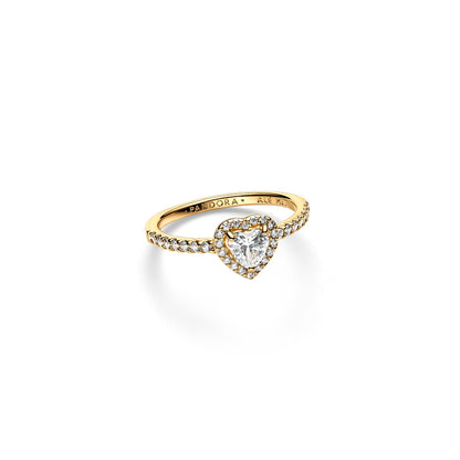 PANDORA JEWELRY Mod. 168421C01-54 heart-shaped gold ring with crystal detailing