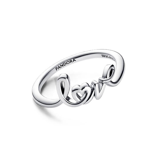 PANDORA JEWELRY Mod. 193058C00-54 silver ring with 'love' design