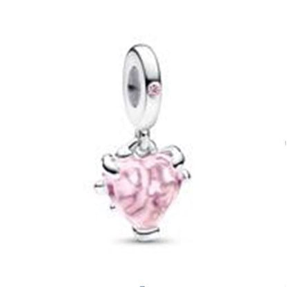 Alt Tag: PANDORA JEWELRY Mod. 792654C01 silver heart charm for ladies, made in Thailand, includes official packaging box.